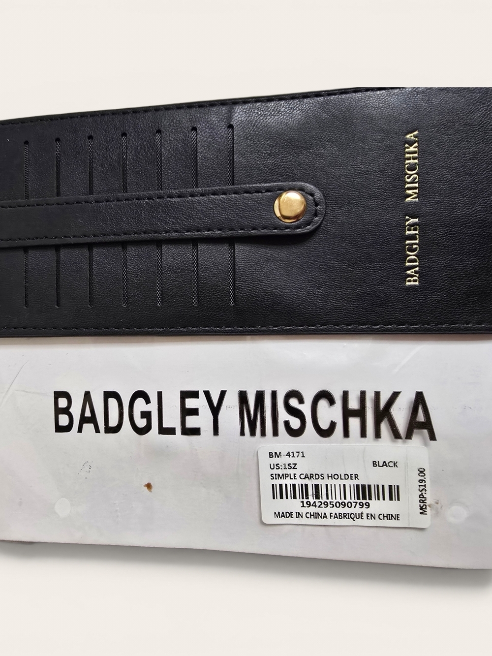 Badgley Mischka Black Card Holder Wallet NWT